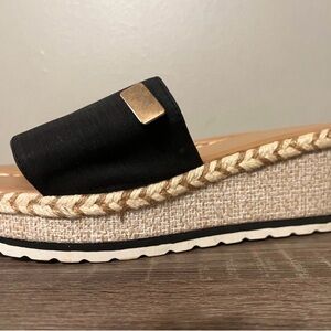 Elegant Black Espadrille Slide Sandals